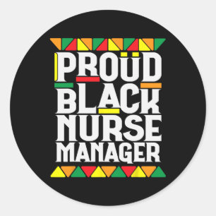 Sticker Rond Fière infirmière noire directrice Mois de l'histoi