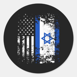 Sticker Rond Fière Israélienne Drapeau Américain Fierté Patriot