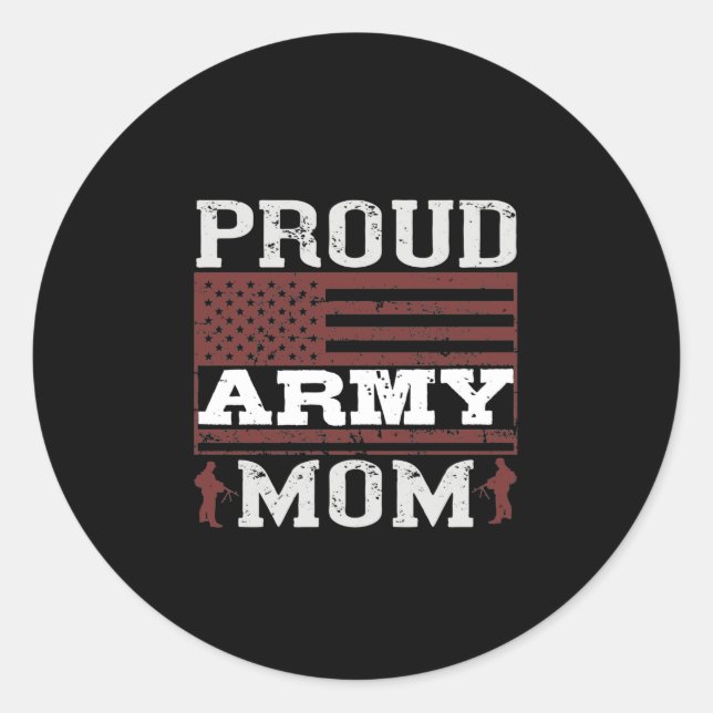 Sticker Rond Fière maman de l'armée (Devant)