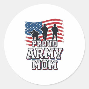 Sticker Rond Fière Maman de l'Armée Vintage Militaire Patriotiq