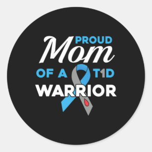 Sticker Rond Fière Maman Du Diabète Guerrier T1D Sensibilisatio