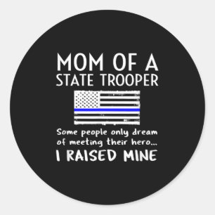 Sticker Rond Fière maman d'un policier d'État Ligne bleue mince