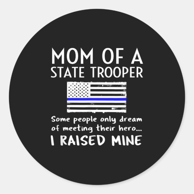 Sticker Rond Fière maman d'un policier d'État Ligne bleue mince (Devant)