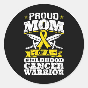 Sticker Rond Fière Maman D'Une Enfance Cancer Guerrier Sensibil