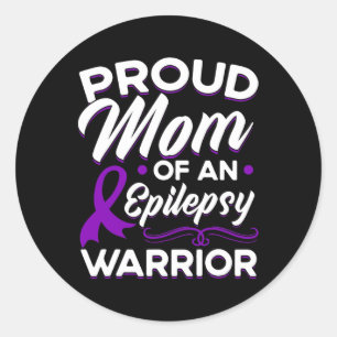 Sticker Rond Fière Maman D'Une Épilepsie Guerrière Lauréats De 