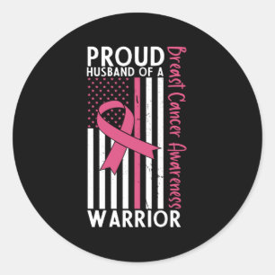 Sticker Rond Fière Mari D'Un Guerrier Sensibilisation Au Cancer