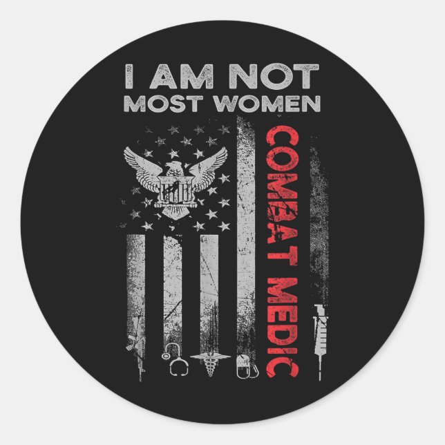 Sticker Rond Fière Médaille de combat Vétérinaire Cadeaux de So (Devant)