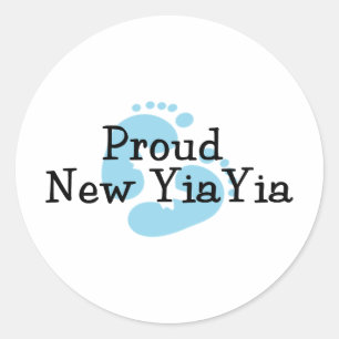 Sticker Rond Fière nouvelle Yiayia Empreintes de bébé garçon