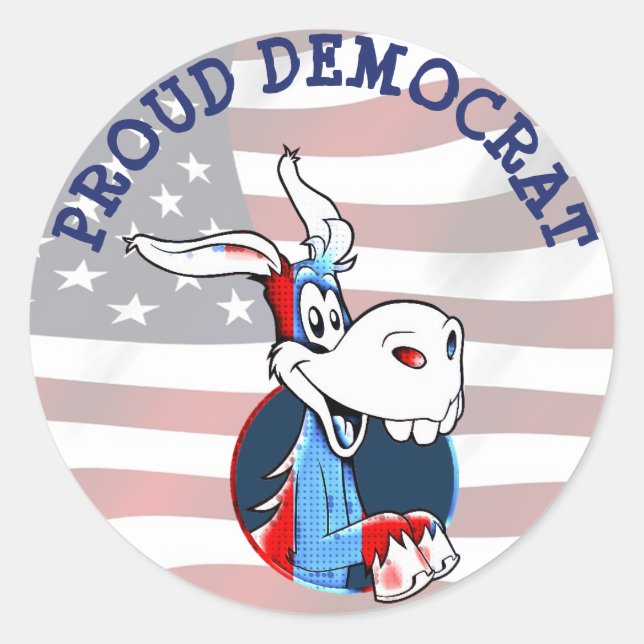 Sticker Rond Fière Parti Démocrate Donkey Patriotic (Devant)