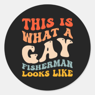 Sticker Rond Fière pêche de la fierté gay drôle à quoi ressembl