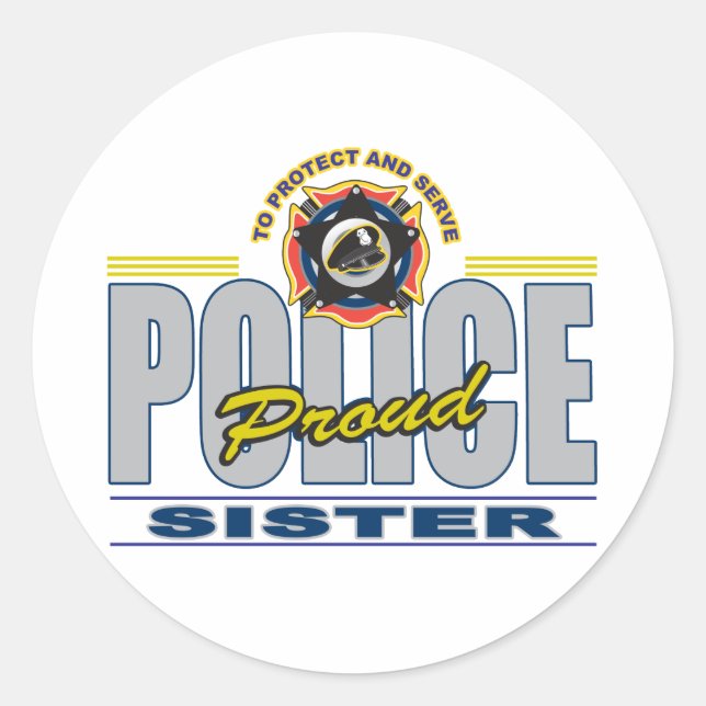Sticker Rond Fière soeur de la police (Devant)
