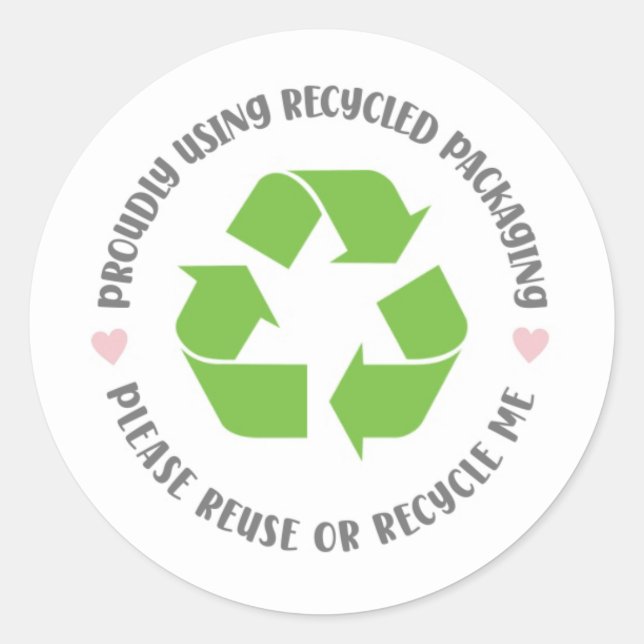 Sticker Rond fièrement en utilisant l'emballage recyclé expédit (Devant)
