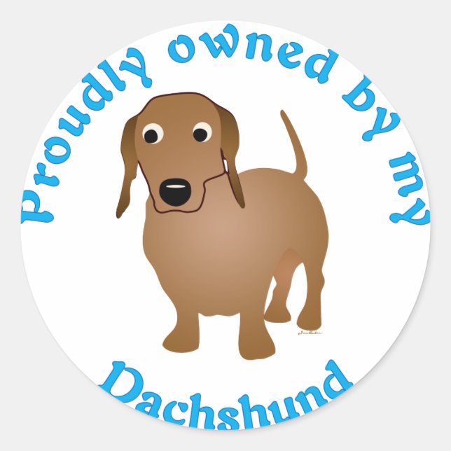 Sticker Rond Fièrement possédé par mon Dachshund (Devant)