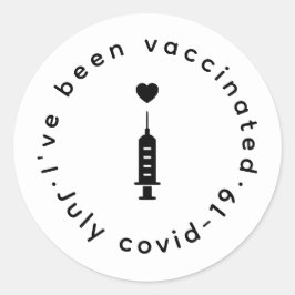 Sticker Rond Fièrement Vacciné Dessin d'Aiguille de Coeur