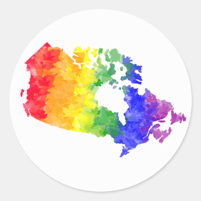 Sticker Rond Fierté arc-en-ciel de la feuille d'érable du Canad (Devant)