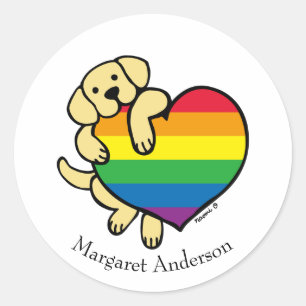 Sticker Rond Fierté arc-en-ciel jaune du Labrador