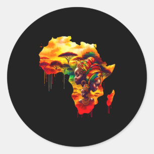 Sticker Rond Fierté de Juneteenth femme noire héritage africain