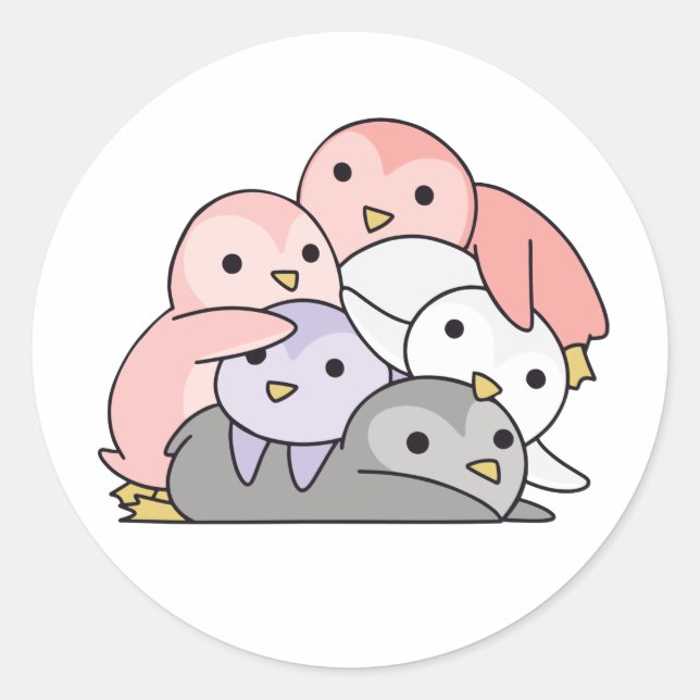 Sticker Rond Fierté Drapeau Cupioromantique Lgbtq Cute Penguin (Devant)