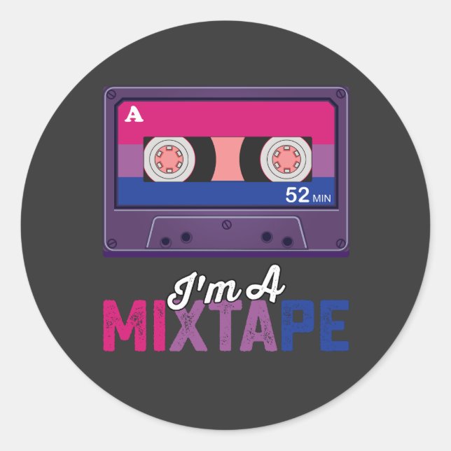 Sticker Rond Fierté LGBT Je suis une casette Mixtape (Devant)