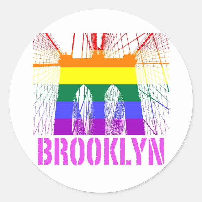 Sticker Rond Fierté silhouette du pont Brooklyn (Devant)