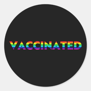 Sticker Rond Fierté vaccinée lgbt lgbtq gay arc-en-ciel noir