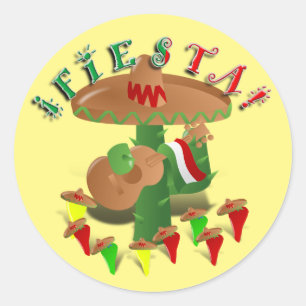 Sticker Rond Fiesta Cactus Cinco de Mayo