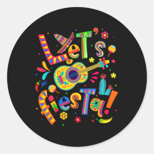 Sticker Rond Fiesta Cinco De Mayo Parti Mexicain Guitare Me