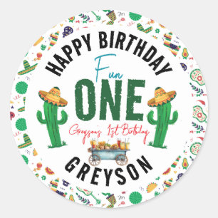 Sticker Rond Fiesta d'abord   1ère fête d'anniversaire