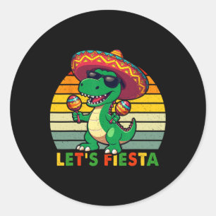 Sticker Rond Fiesta Dinosaure Mexicain Cinco De Mayo Toddle