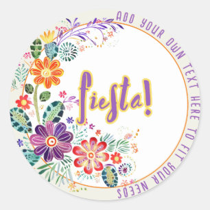 Sticker Rond FIESTA Folkart Fleurs Personnalisé