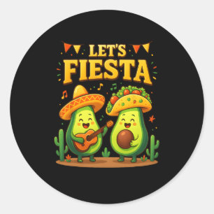 Sticker Rond Fiesta Mexicaine Cinco De Mayo Avocado Tacos D