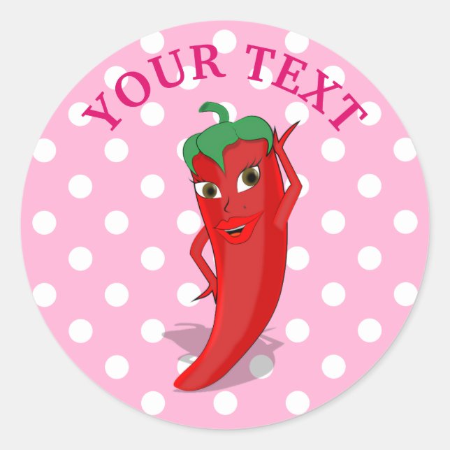 Sticker Rond Fiesta Rose Mariage Avec Diva Piment Rouge Chaud (Devant)
