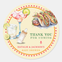 Sticker Rond Fiesta Tacos Tequila Baby shower Merci