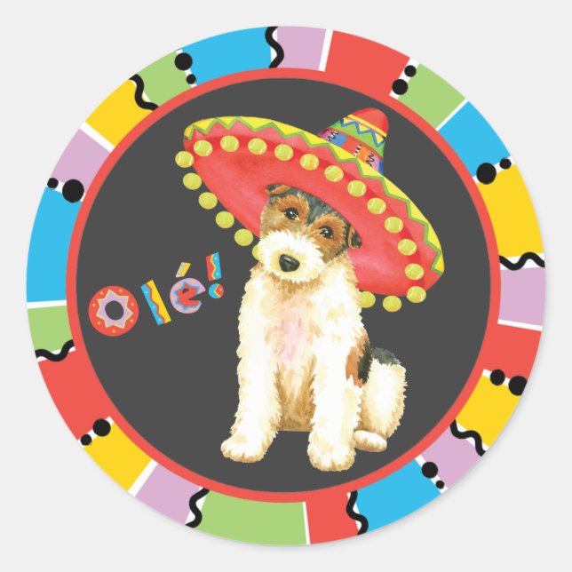 Sticker Rond Fiesta Wire Fox Terrier (Devant)