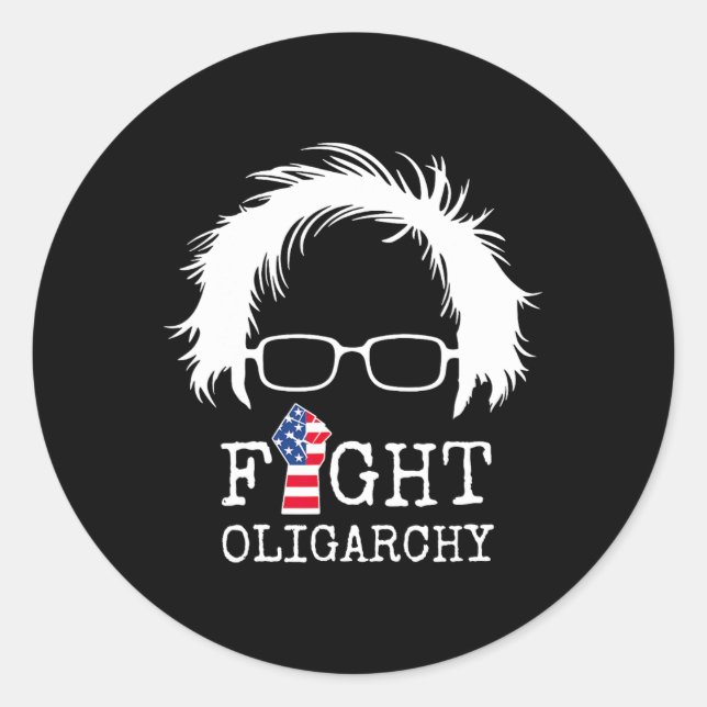 Sticker Rond Fight Oligarchy Sanders And Aoc Freedom Us Anti Tr (Devant)