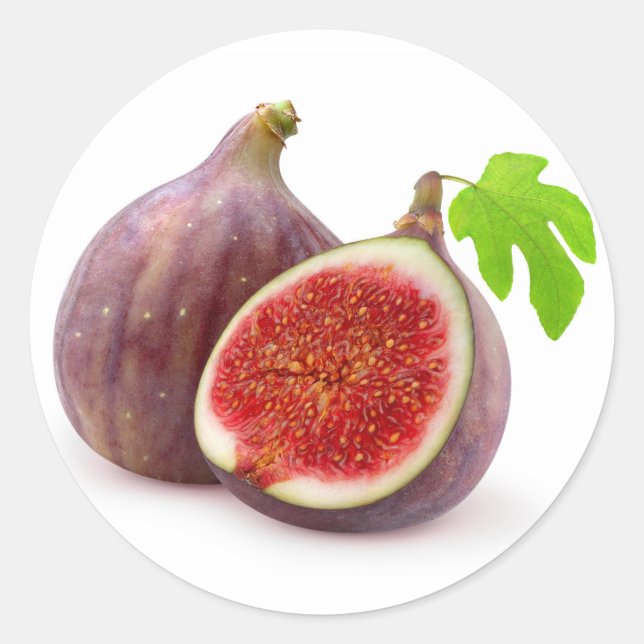 Sticker Rond Figues fraîches avec feuilles (Devant)