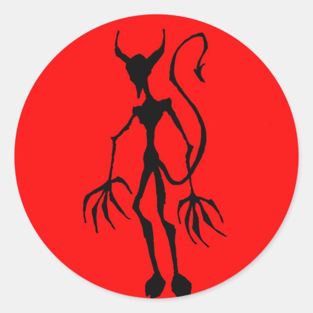 Sticker Rond Figure de la sticle de diable déplaisante (Devant)