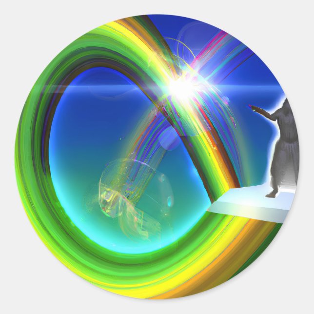 Sticker Rond Figure de mystère au Stargate interdimensionnel (Devant)