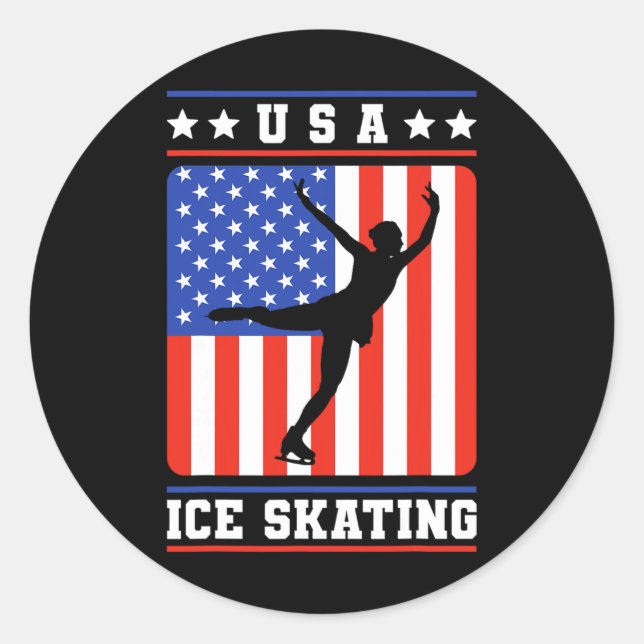 Sticker Rond Figure Patinage Usa Patinage sur glace (Devant)