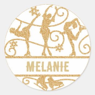 Sticker Rond Figure Skating Girls Nom personnalisé