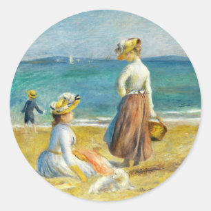 Sticker Rond Figures sur la plage, Auguste Renoir Art