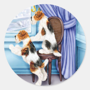 Sticker Rond Fil Fox Terrier Parlor Pals