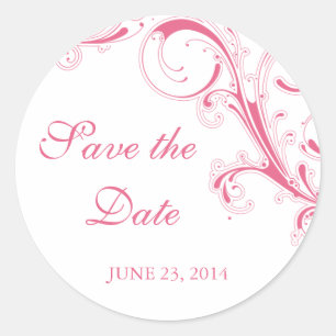 Sticker Rond Filigree Swirl Rose Enregistrer la date