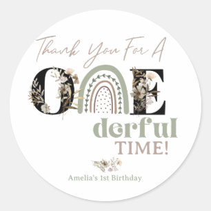 Sticker Rond Fille 1er anniversaire   Onederful