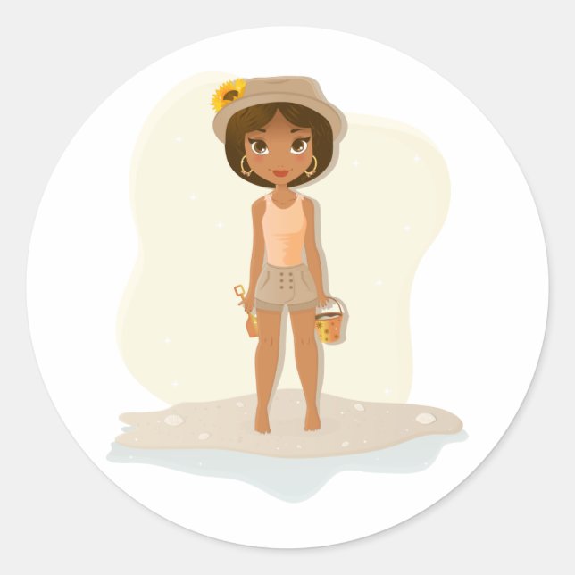 Sticker Rond Fille afro-américaine (Devant)