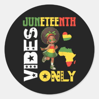 Sticker Rond Fille afro-américaine dansant des vibes Juneteenth