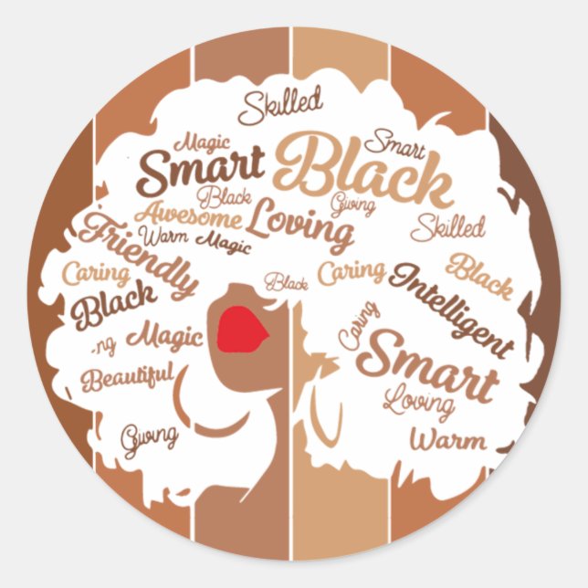 Sticker Rond Fille Afro Black Femme Africaine Américaine (Devant)