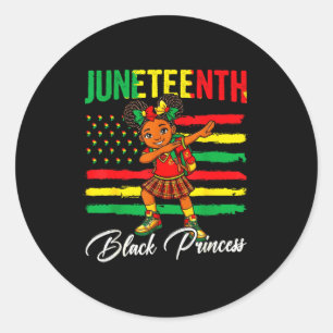 Sticker Rond Fille afro Juneteenth faisant le dab princesse noi