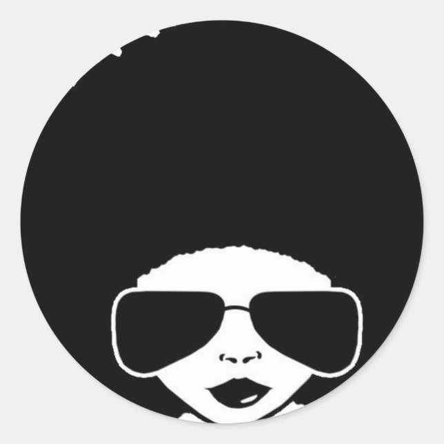 Sticker Rond fille Afro rétro (Devant)