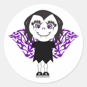 Sticker Rond Fille ange vampire ailes tribales